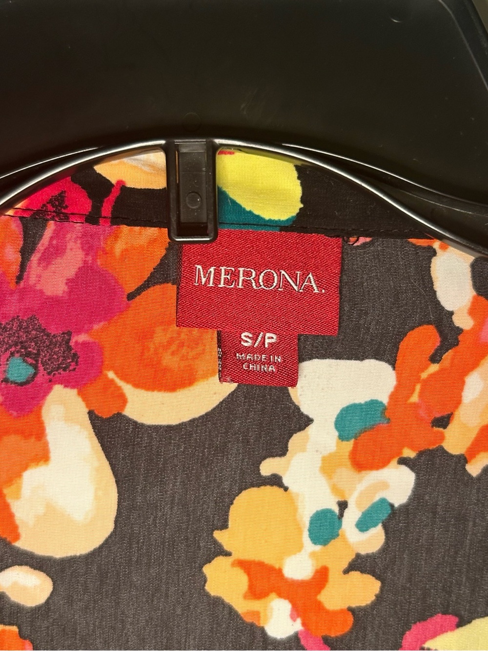 Merona Black Long-Sleeve Floral Shirt Dress - Picture 6 of 10